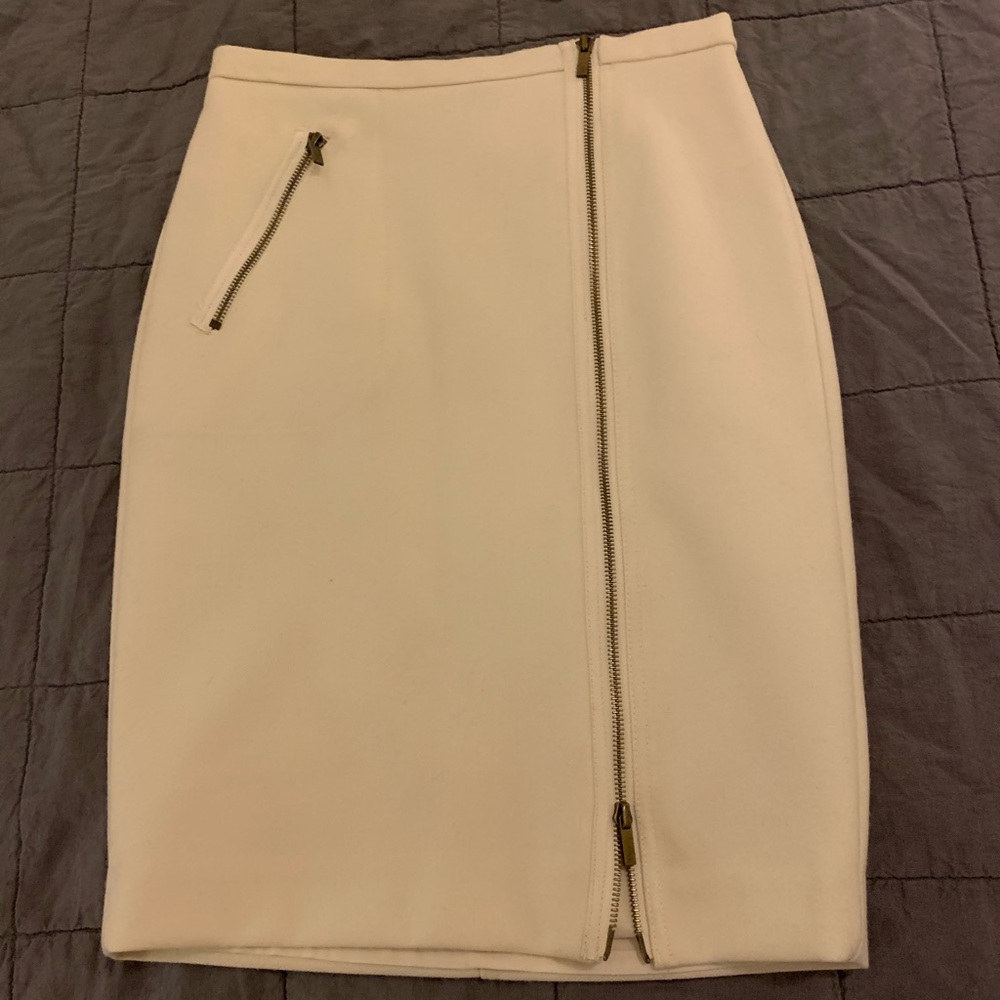 Jcrew cream wool pencil skirt